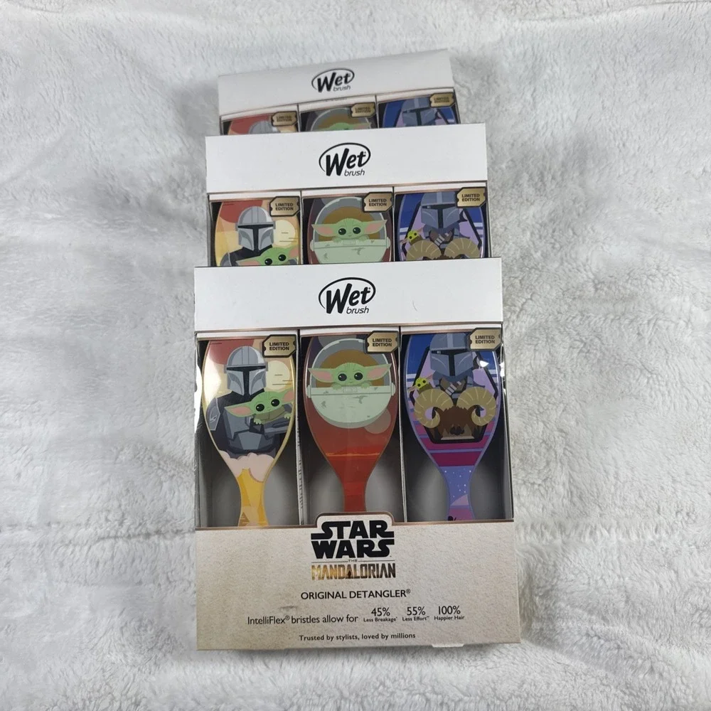 Lot of 3 Wet Brush Star Wars Mandalorian Hair Detangler 3 packs of 3 total 9